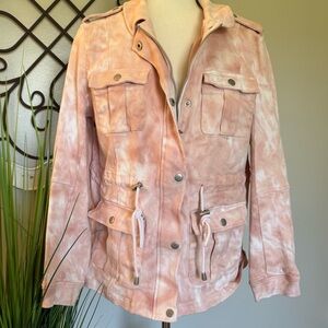 EDEN SOCIETY Size XL Pink Tie Dye Jean Jacket
